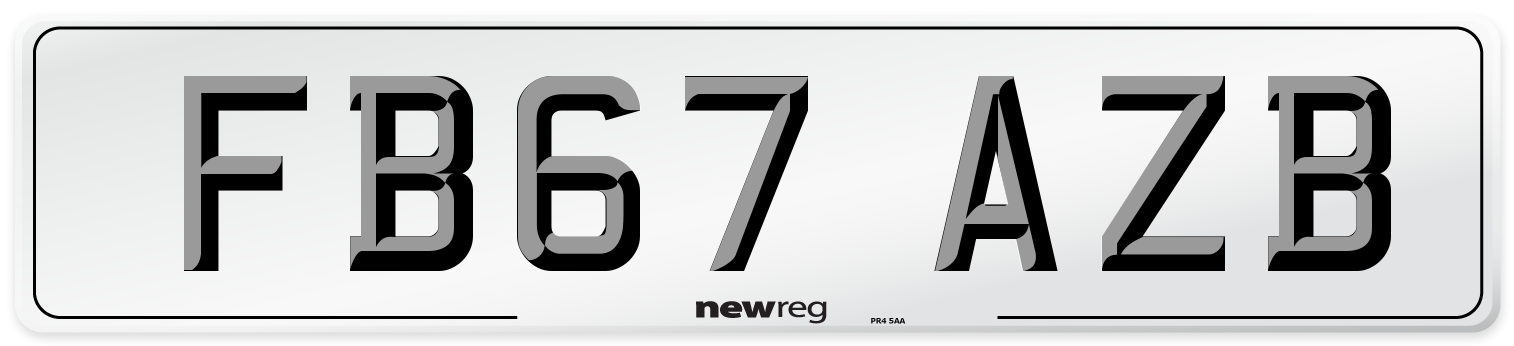 FB67 AZB Number Plate from New Reg